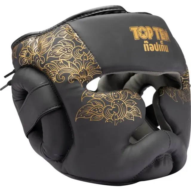 TOP TEN Nong Han casco boxe nero-oro IMF