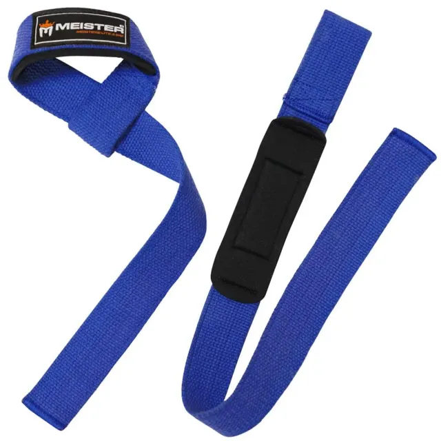 Meister Neoprene-Padded cinghie sollevamento pesi blu coppia antiscivolo