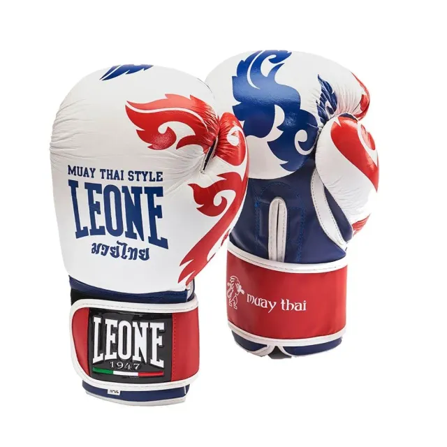 Leone 1947 Muay Thai Single Guantoni Boxe 10 oz Pelle Neri