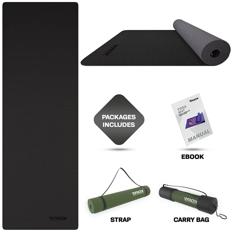 RDX BG Tappetino Yoga TPE 6mm Nero antiscivolo