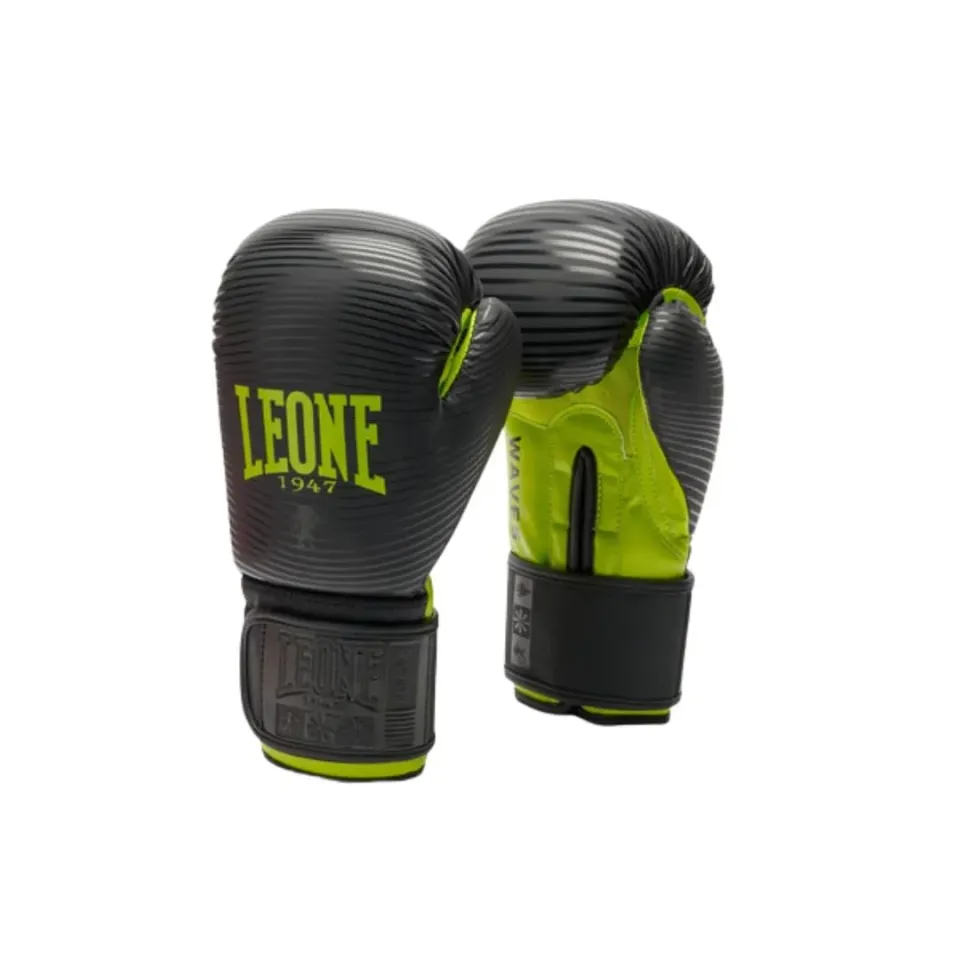 Leone1947 Waves Guantoni Boxe Pelle Sintetica 16 Oz Neri