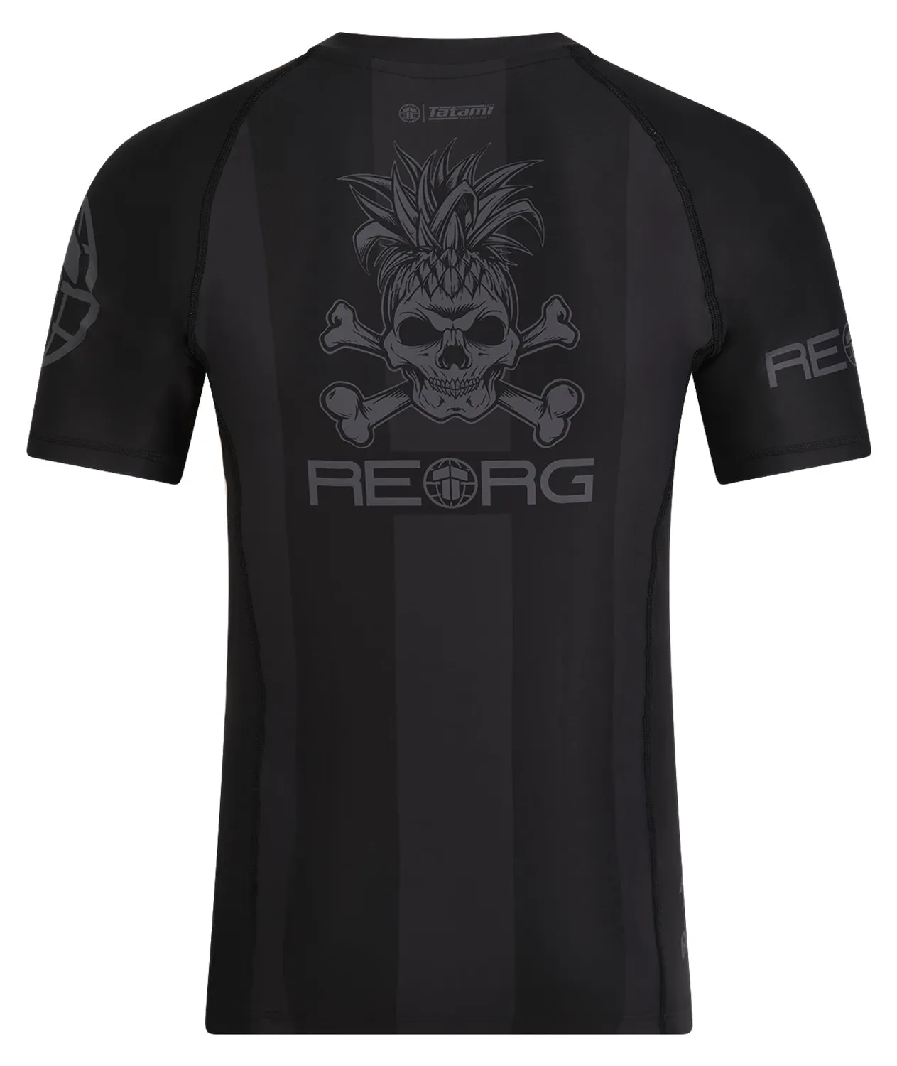Tatami Fightwear Reorg Striped rash guard nera grigia maniche corte