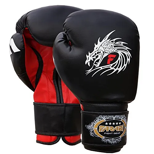 Farabi Dragon guanti boxe 16 oz da sacco neri