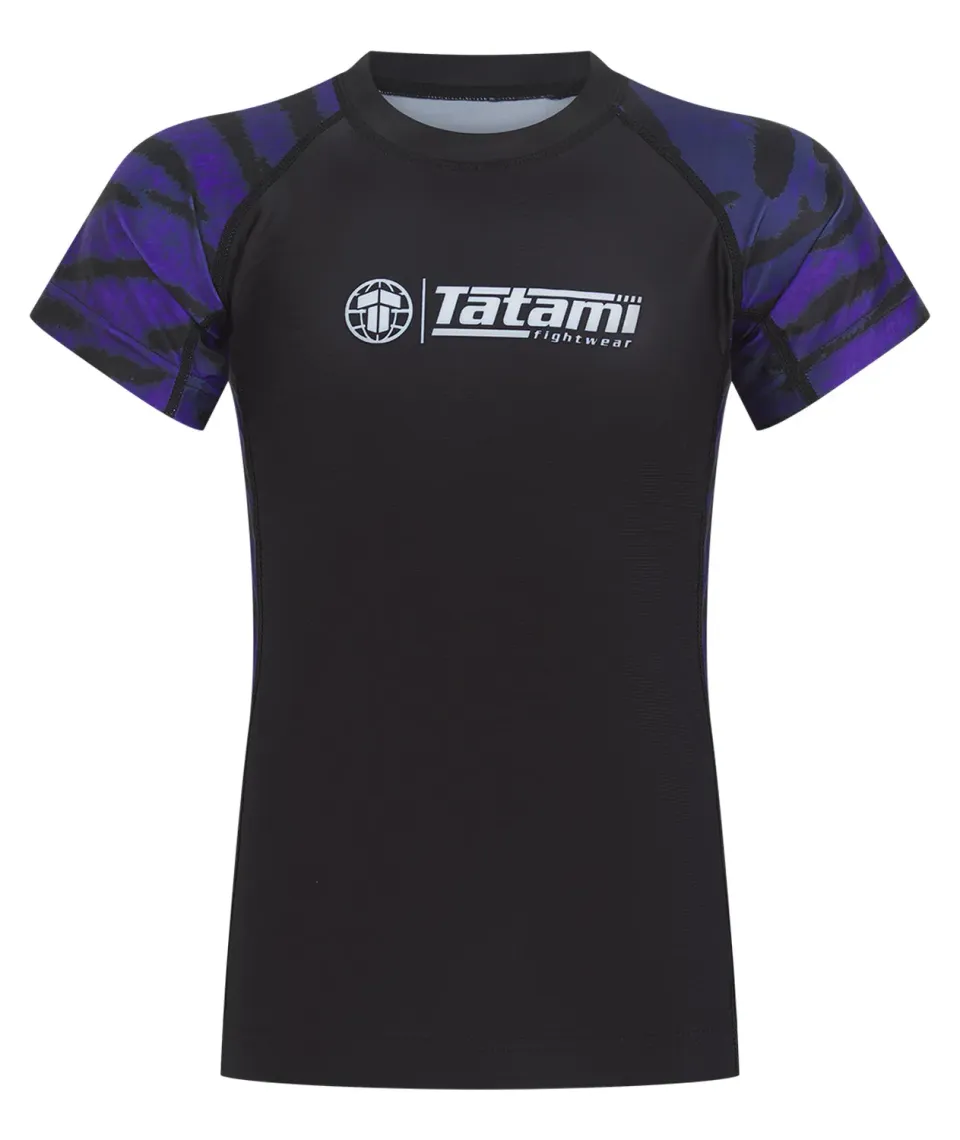 Tatami Fightwear Recharged Purple Tiger rash guard bambino manica corta