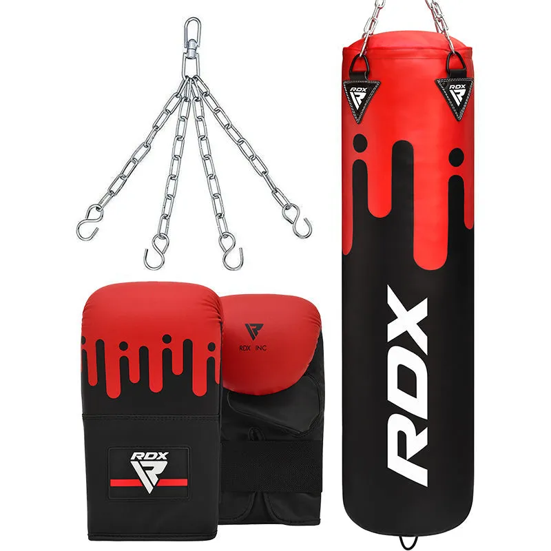 RDX F9 Sacco da Boxe Maya Hide 4ft Riempito con Guanti