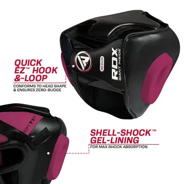 RDX T1 caschetto boxe rosa con griglia viso