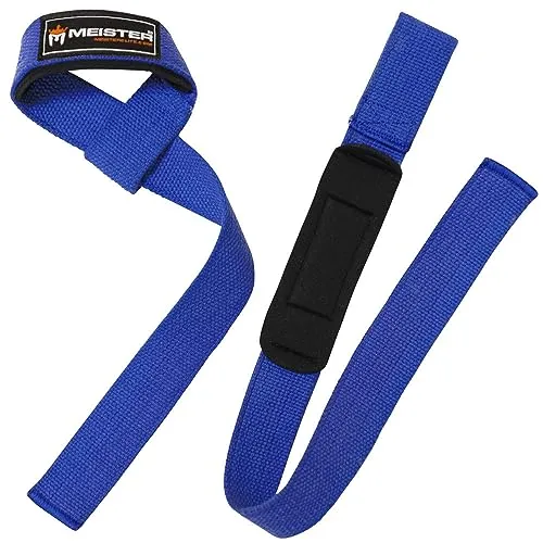 Meister Neoprene-Padded cinghie sollevamento pesi blu coppia antiscivolo