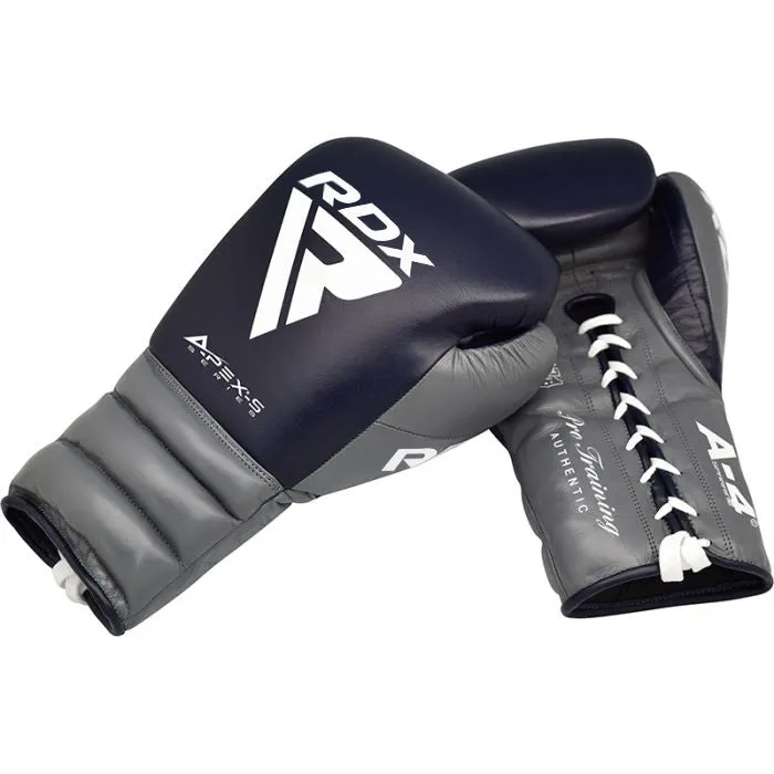 RDX A4 guantoni boxe lacci blu pelle bovina sparring