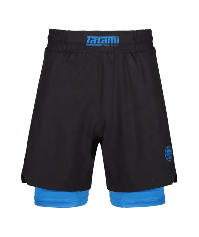 Tatami Fightwear Dual Layer Ladies shorts grappling blu 2 in 1