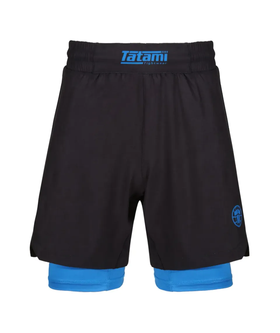 Tatami Fightwear Dual Layer Ladies shorts grappling blu 2 in 1