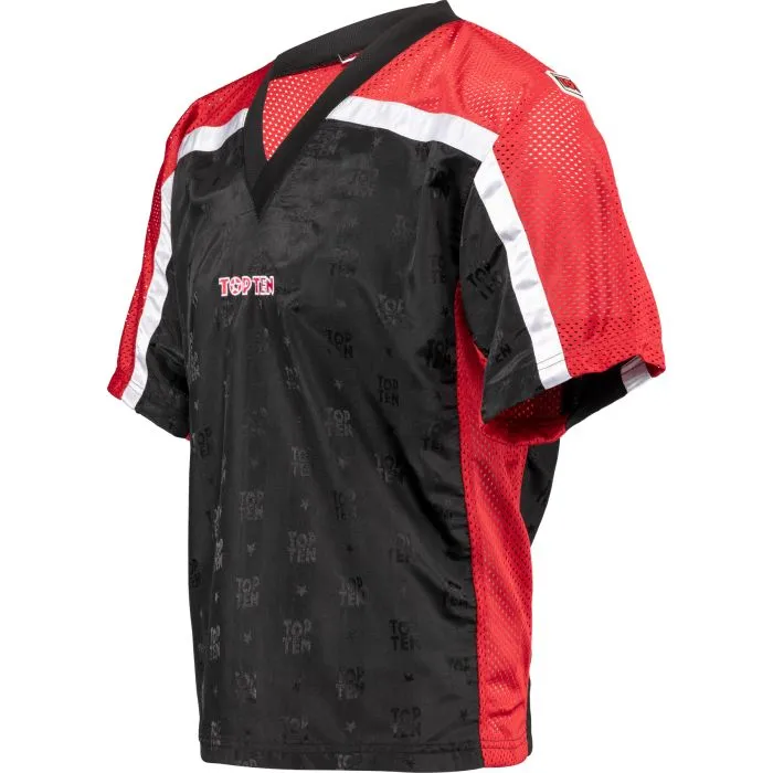 TOP TEN Mesh maglietta kickboxing scollo a V poliestere