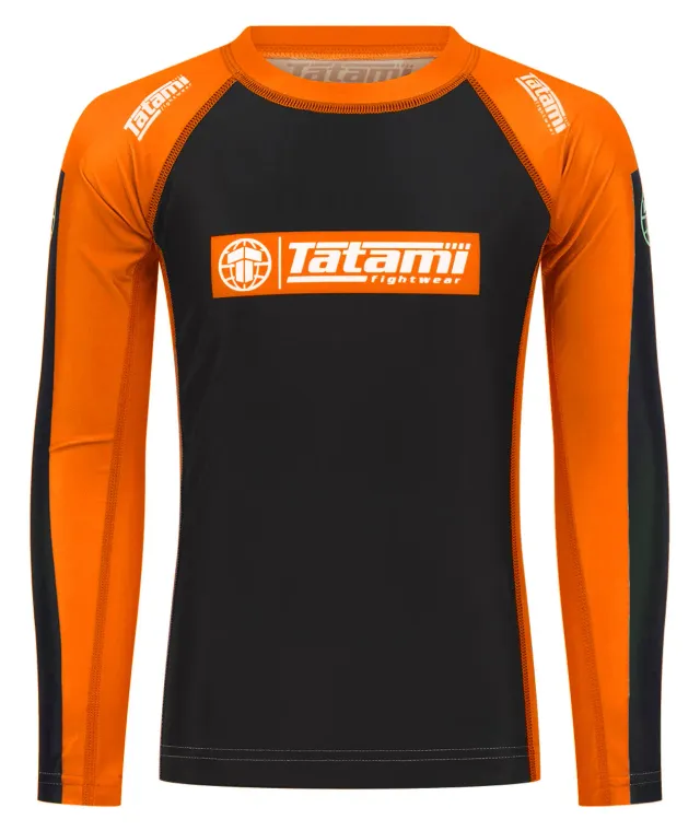 Tatami IBJJF Ranked Rash Guard Arancione Maniche Lunghe