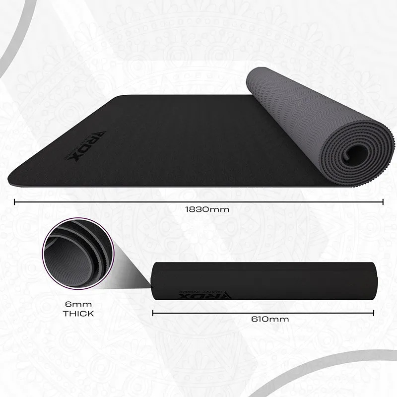 RDX BG Tappetino Yoga TPE 6mm Nero antiscivolo