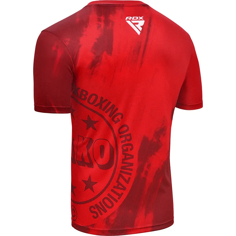 RDX Wako T1 t-shirt kickboxing rossa traspirante