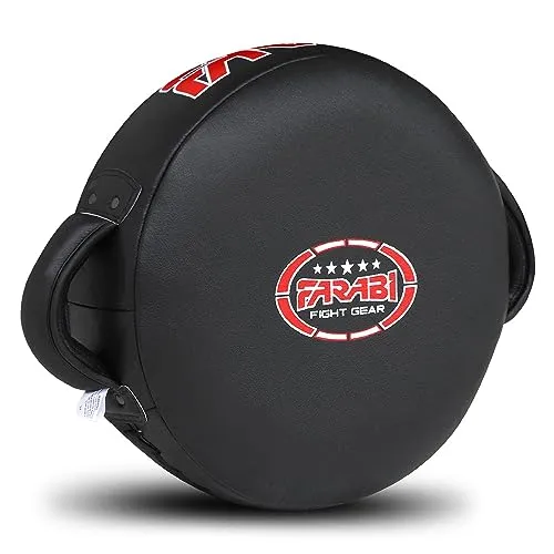Farabi Sports Round colpitori boxe pelle nera 7 strati