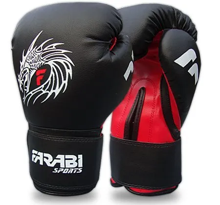 Farabi Dragon guanti boxe 16 oz da sacco neri