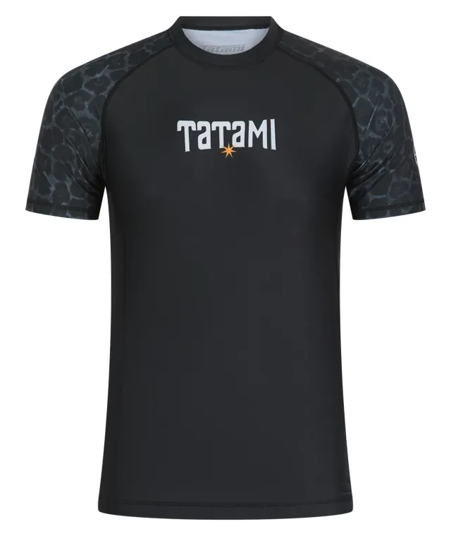 Tatami Rash Guard maniche corte nera leopard elasticizzata