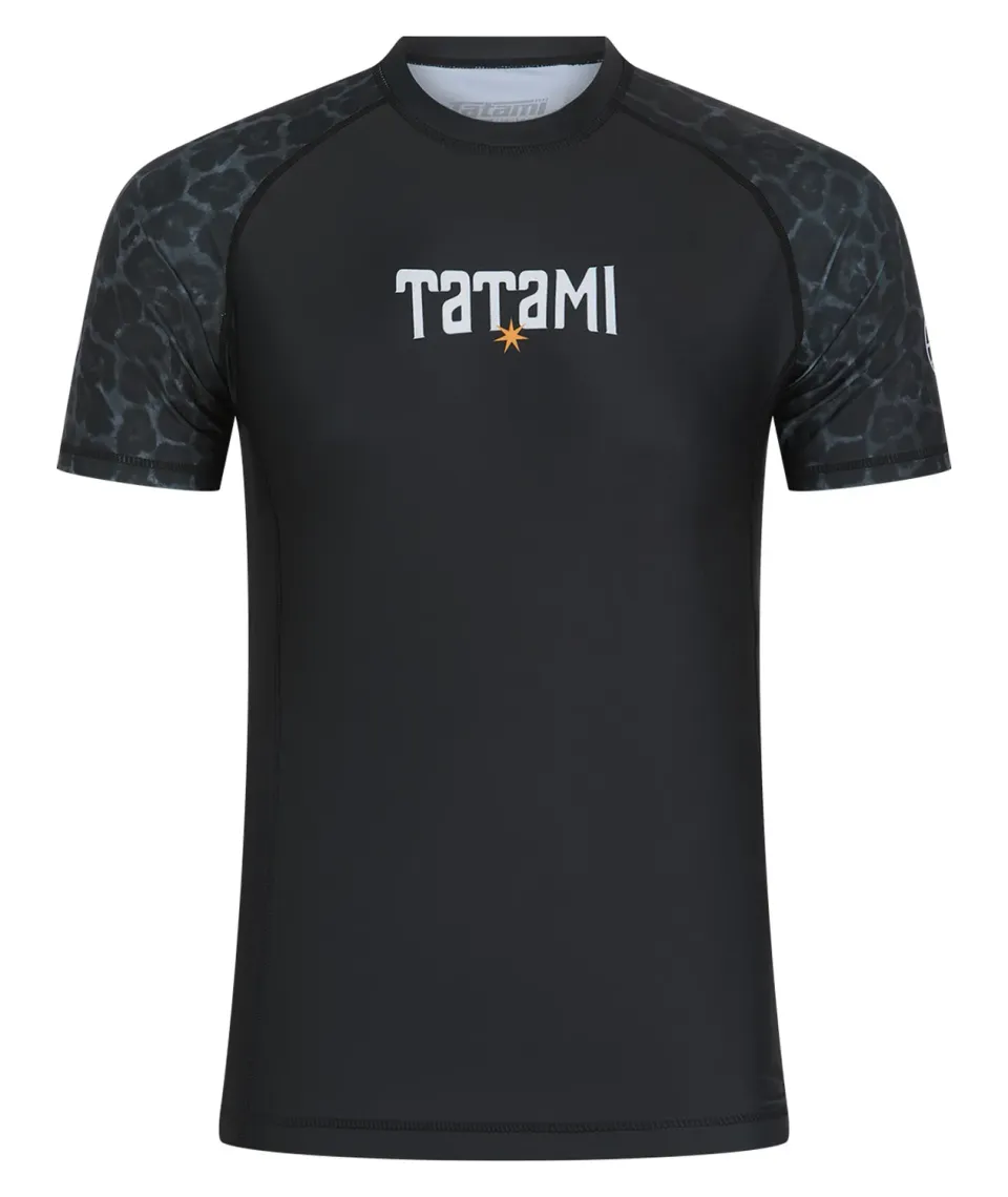 Tatami Rash Guard maniche corte nera leopard elasticizzata