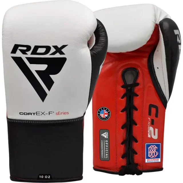 RDX C2 Fight Guantoni Boxe Pelle 10oz Rossi da Match