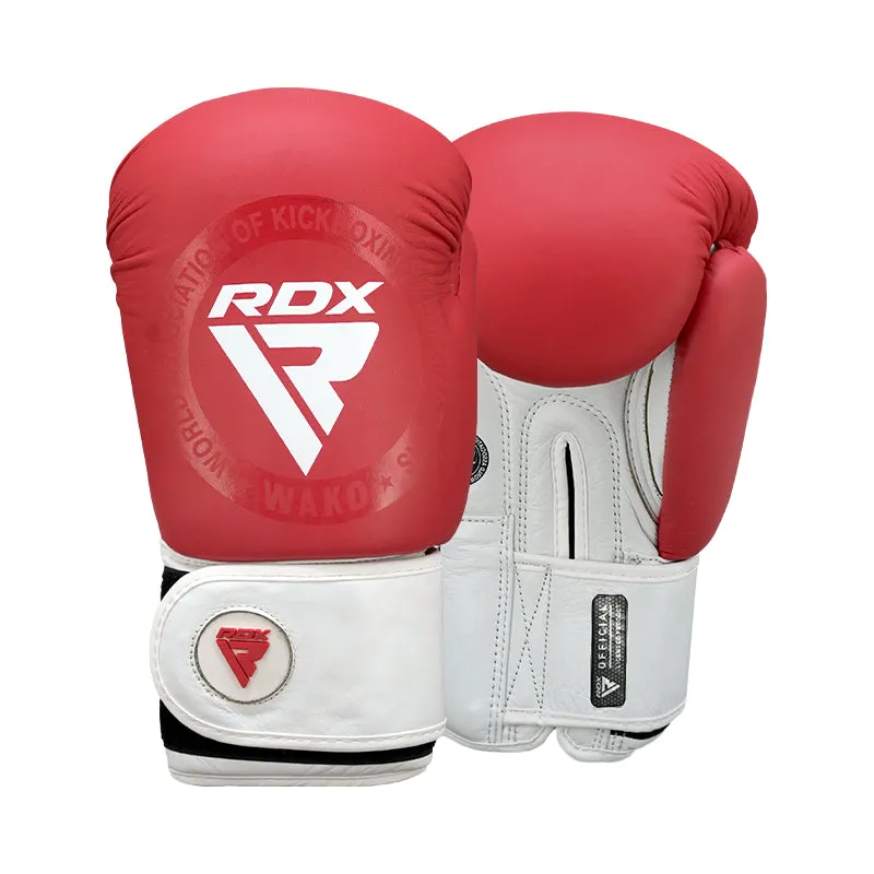 RDX T1 WAKO Guanti da Boxe Rossi Pelle Omologati