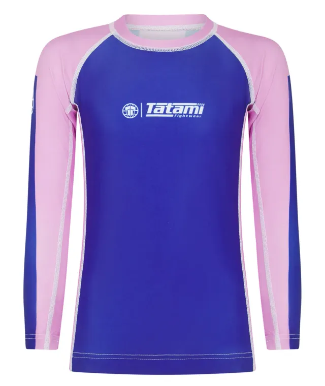 Tatami Contrast rash guard bambino manica lunga blu rosa