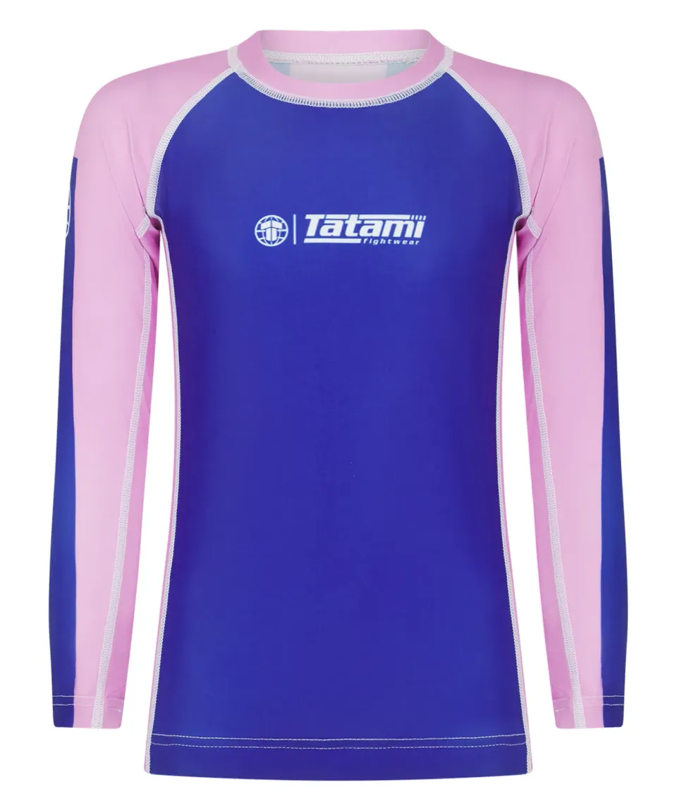 Tatami Contrast rash guard bambino manica lunga blu rosa