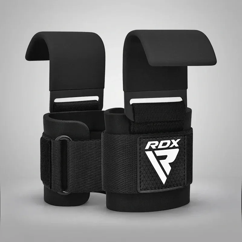 RDX W5 Cinghie Sollevamento Pesi Nere con Gancio